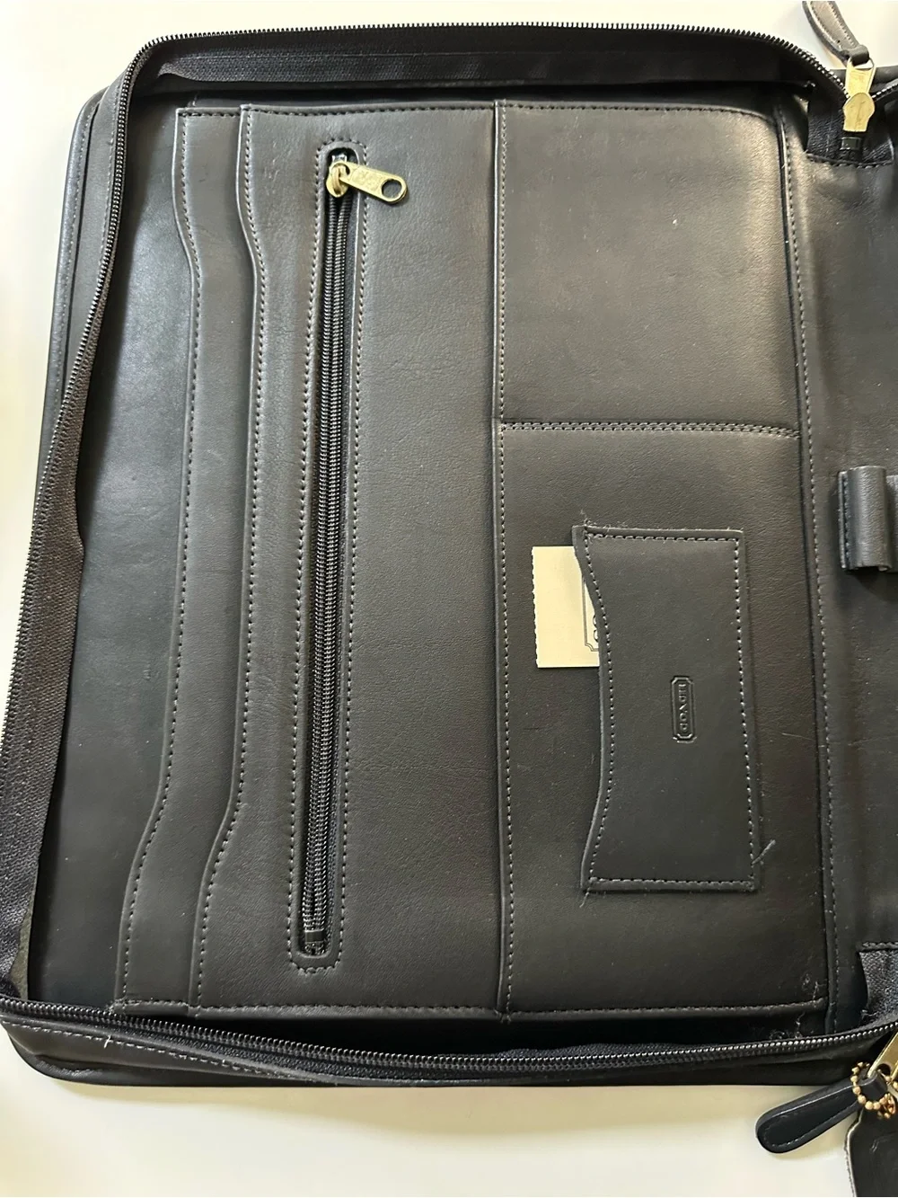 Coach Black Leather Zip Around Padfolio Portfolio Excellent Condition!- VINTAGE